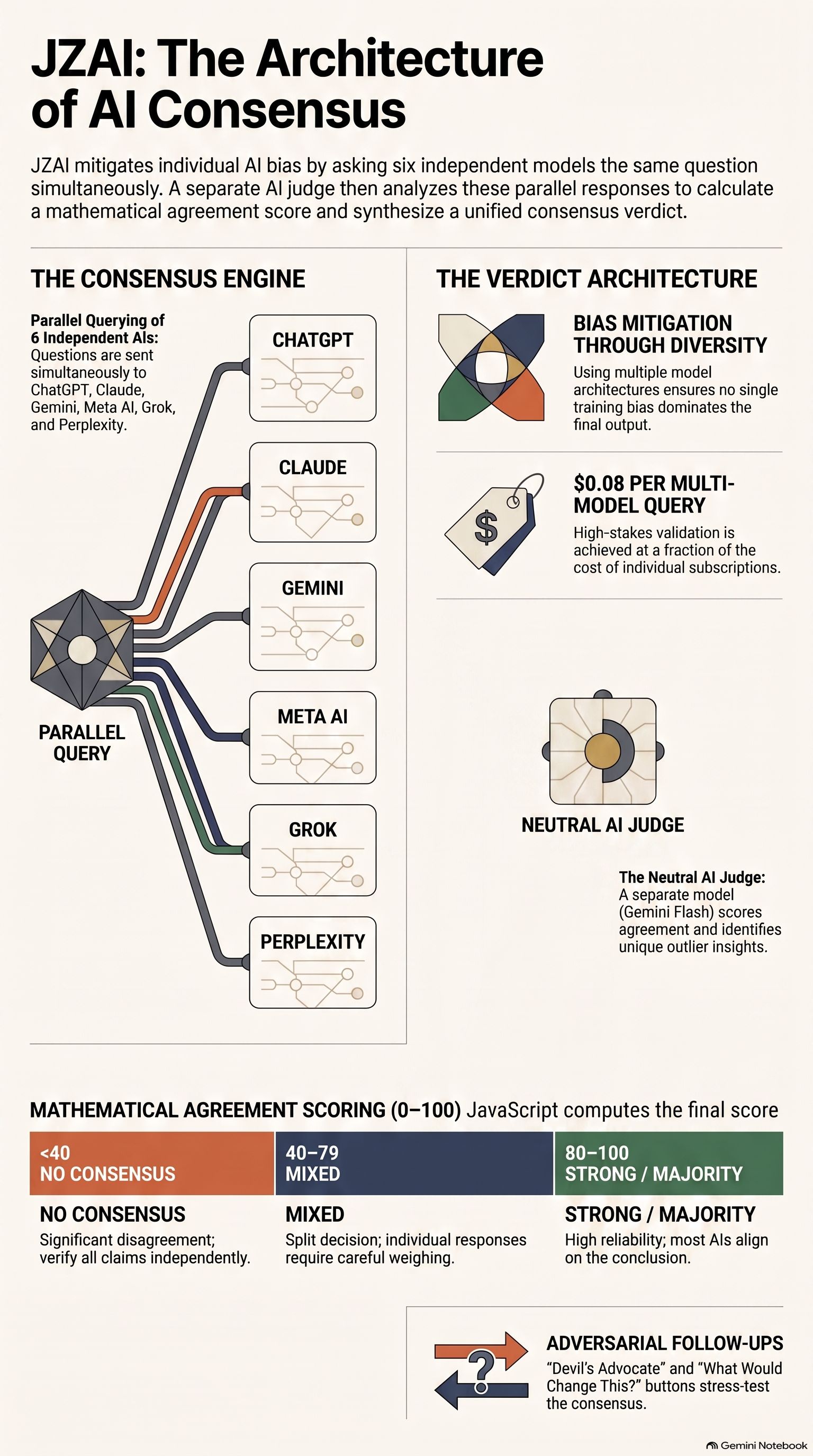 JZAI Consensus Tool — How It Works Infographic